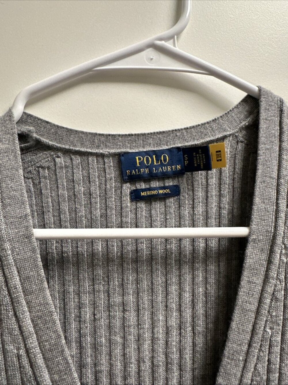 Polo Ralph Lauren Gray Knit Sweater Maxi Midi Knit Dress Fitted Ribbed Small S